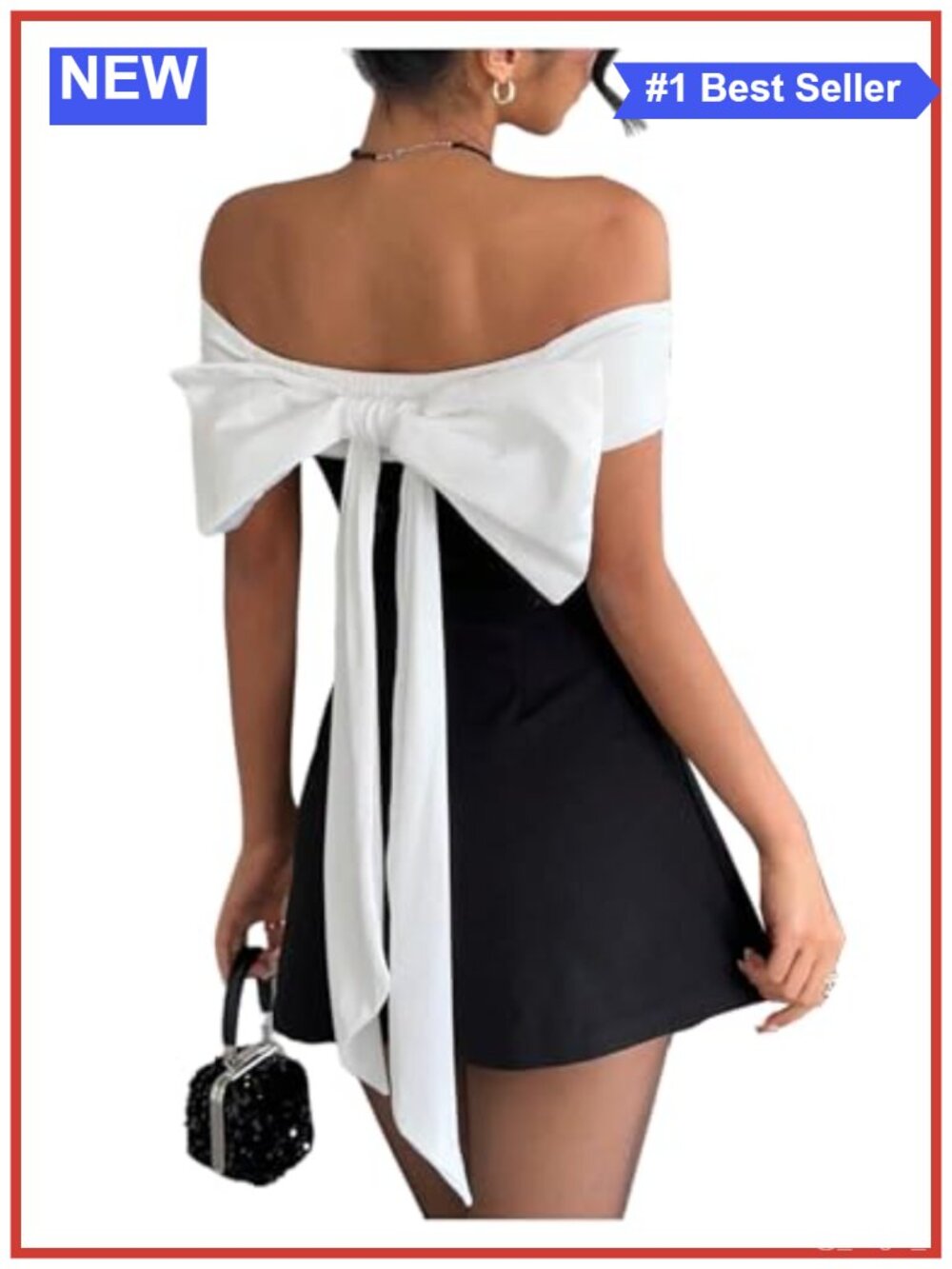 Women's Bow Off Shoulder A Line Mini Dress